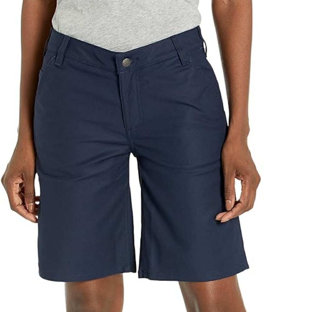 Carhartt Loose Fit Shorts Women's Size 16 Blue Canvas Rugged Work Uniform